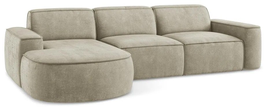 Colțar bej cu tapițerie din chenille (cu colț pe partea stângă/cu șezlong) Omao – Makamii