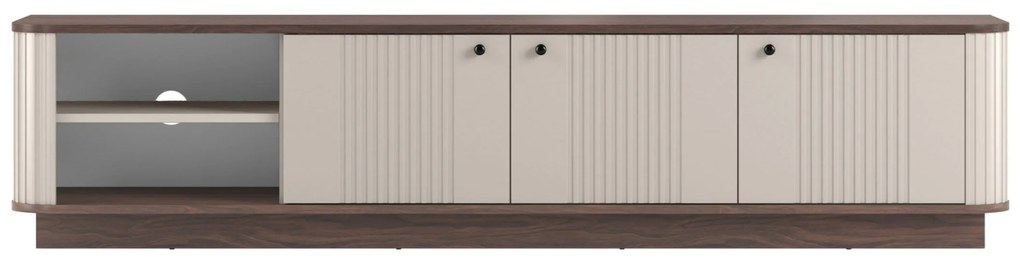 Comodă TV pe soclu Vesper 3D 187 cm - cașmir / nuc / mânere negre