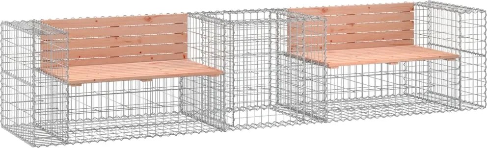 vidaXL Bancă de grădină & coș gabion, lemn masiv Douglas