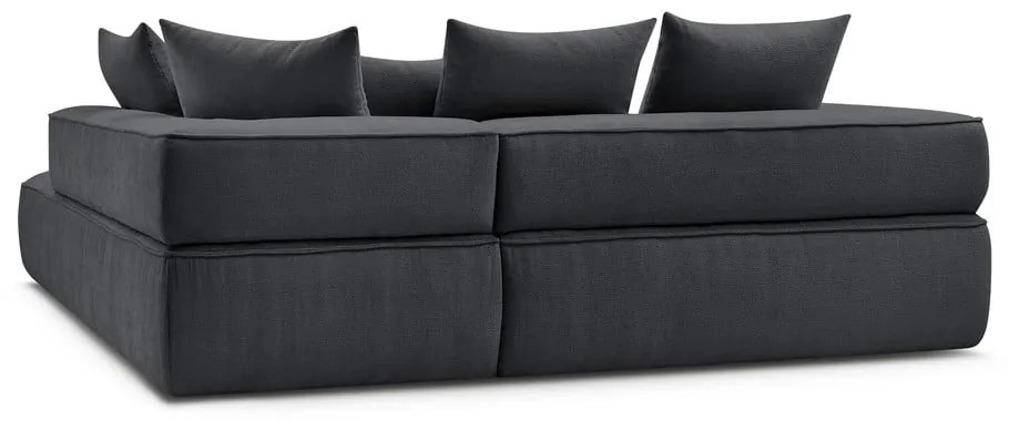 Colțar gri închis cu tapițerie din chenille (cu colț pe partea dreaptă/în formă de ”L”) Whesley – Bobochic Paris