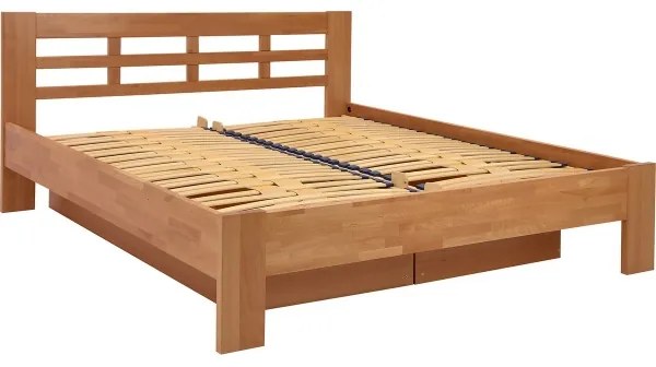 Dublu pat din lemn masiv cu spațiu de depozitare ANGELA 180x200 cm cais