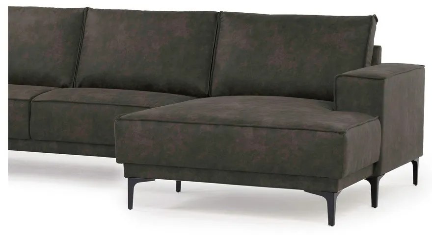 Colțar gri antracit cu tapițerie din imitație de piele (colț pe partea dreaptă) Copenhagen – Scandic