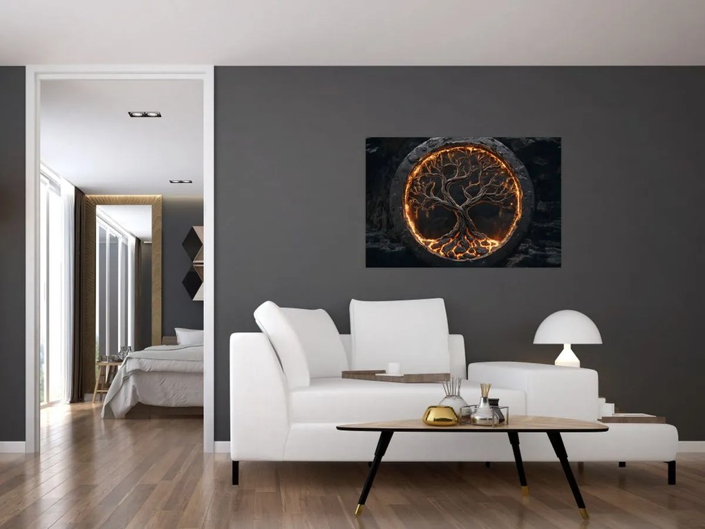 Tablou – Arborele vieții în lavă I. (90x60 cm)