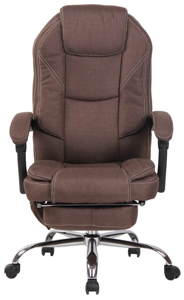 Scaun directorial cu masaj, funcție recliner și suport picioare, material textil, SIB 72001M, Maro