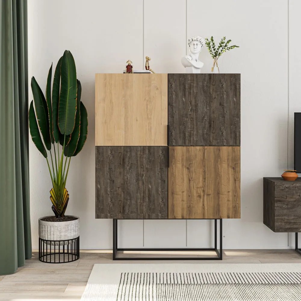 Dulap maro/în culoare naturală cu aspect de lemn de stejar 100x130 cm Titan – Marckeric