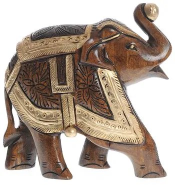 Statueta lemn elefant maro