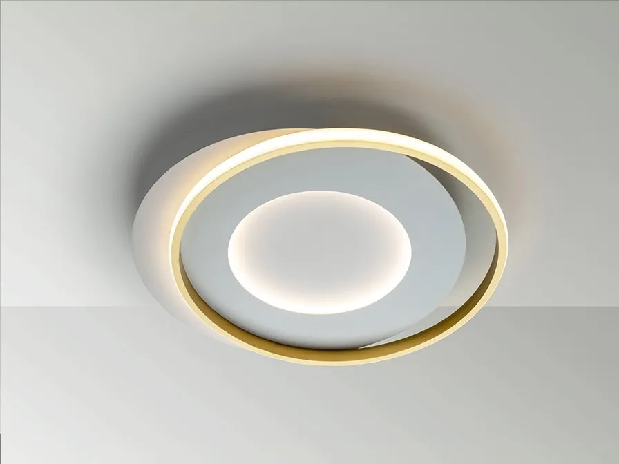 Lustra LED aplicata design modern circular Limbos alb/auriu