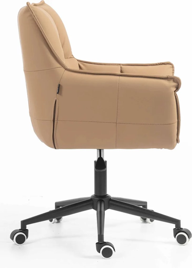 HR560K Scaun Caramel Piele Ecologica Premium Soft cu Bază Neagră