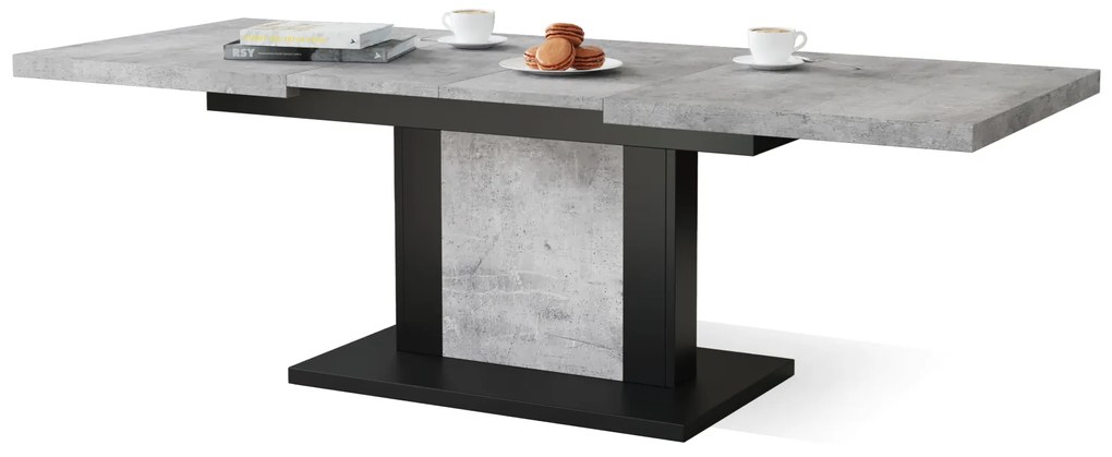 Mazzoni ORION Beton Millennium/Negru Mat - MĂSUȚĂ DE CAFEA EXTENSIBILĂ MODERNĂ
