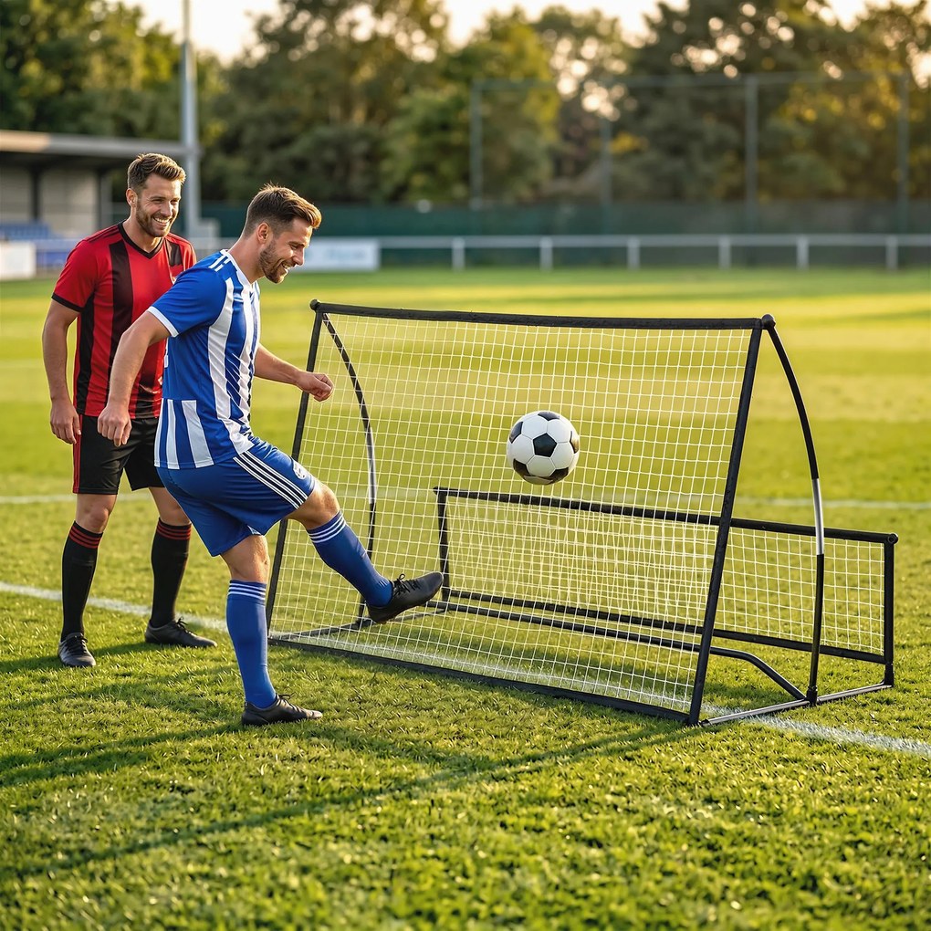 SPORTNOW Rețea de Respingere Pliabilă 2 în 1 cu Husă de Transport pentru Antrenament de Fotbal și Baseball 200x94x122 cm Negru | Aosom Romania