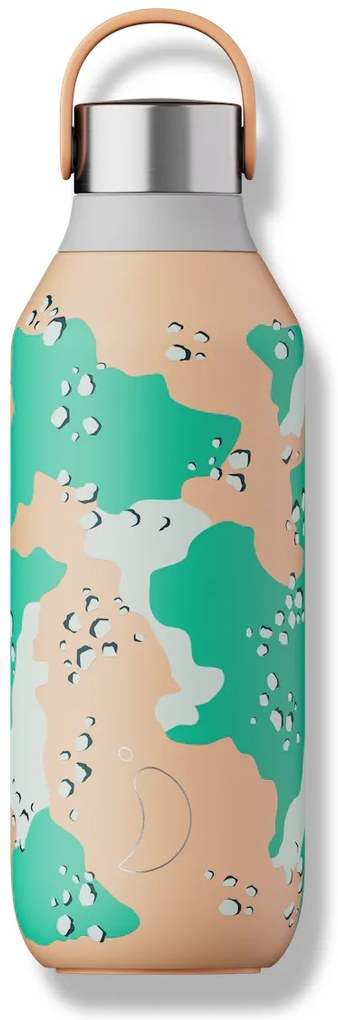 Sticlă termos Chilly's Bottles - Desert Camo orange 500ml, ediția Studio/Series 2