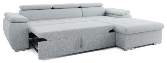 Colțar extensibil în L PADUA, cu spațiu de depozitare, gri, pe partea dreaptă