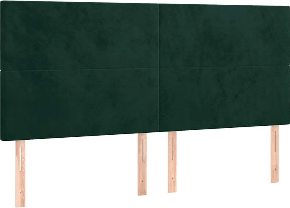 vidaXL Tăblie de pat verde închis 180x5x118/128 cm catifea