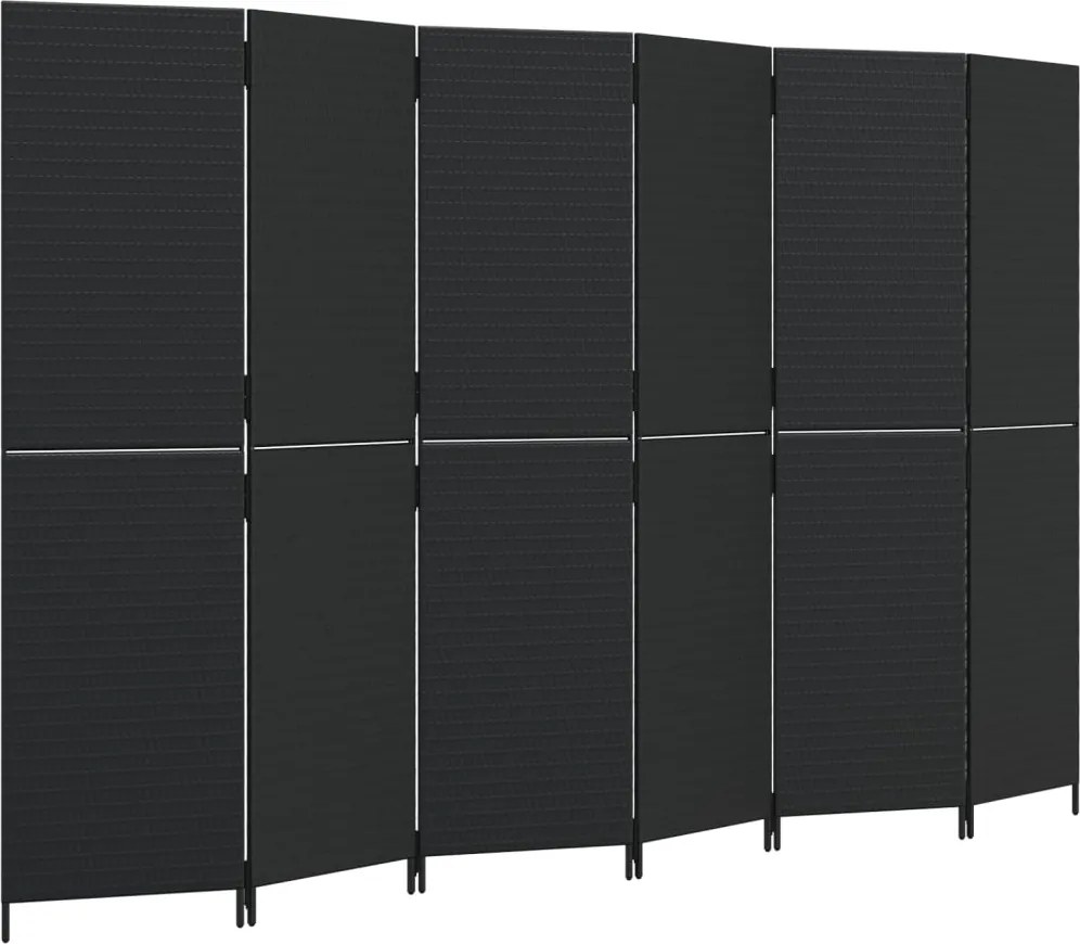 vidaXL Separator de cameră cu 6 panouri, negru, poliratan