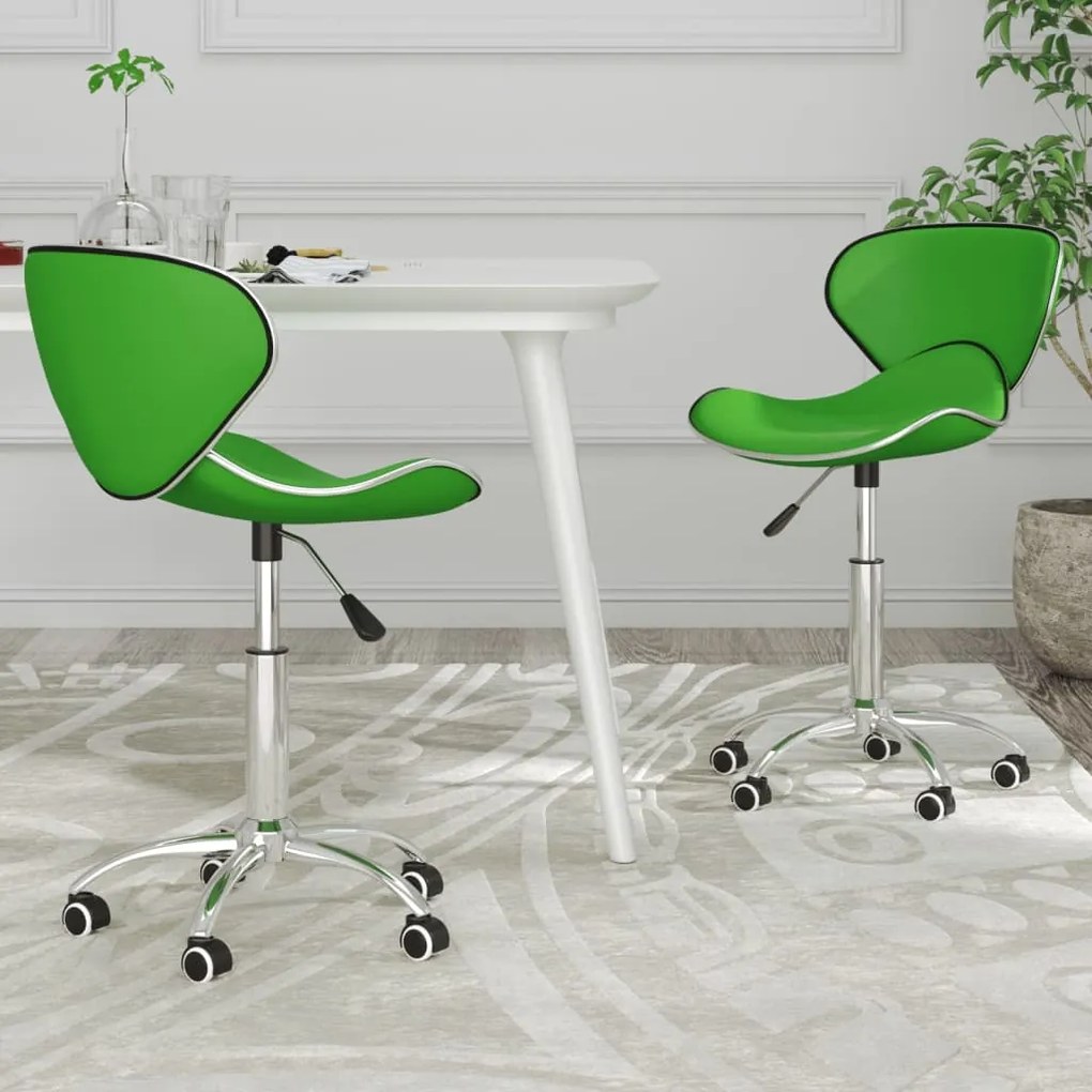 335148 vidaXL Scaune de bucătărie pivotante, 2 buc., verde, piele ecologică