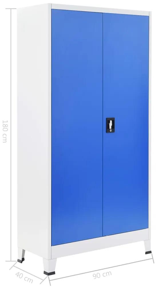 Dulap de birou, metal, 90 x 40 x 180 cm, gri si albastru 1, 90 x 40 x 180 cm