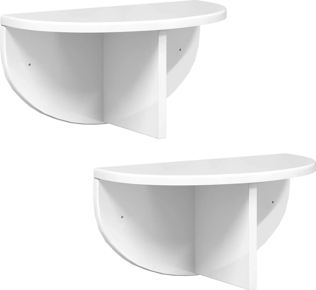 vidaXL Raft de perete 2 pcs Alb lucios 38 x 19 x 19 cm Lemn compozit