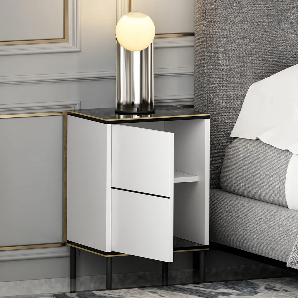 Măsuță de noptieră Imaj White Marble