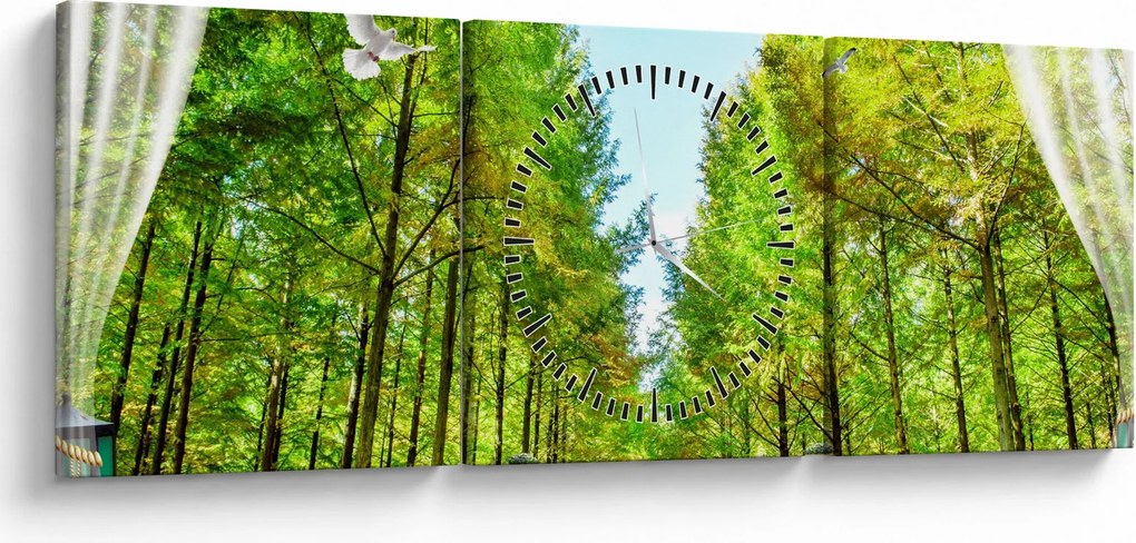 Tablou - Privire spre pădure (cu ceas) (90x30 cm)