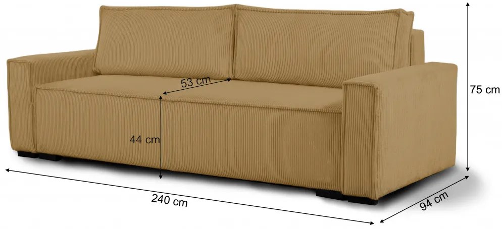 Canapea extensibila cu trei locuri mustar SMART