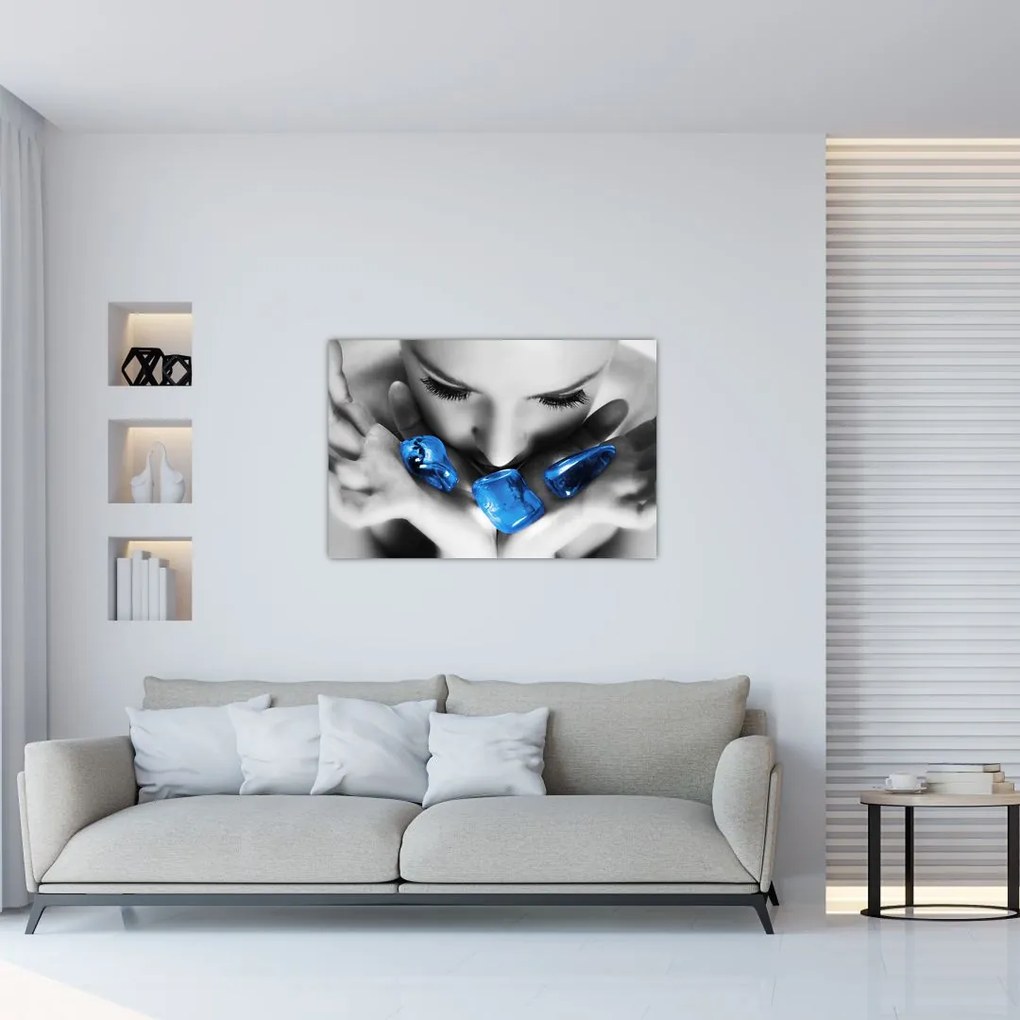 Tablou cu portretul femeii cu pietre (90x60 cm)