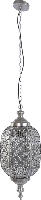 Lustră suspendată din metal, argintiu, 140 x 28 cm, „Loubressac”