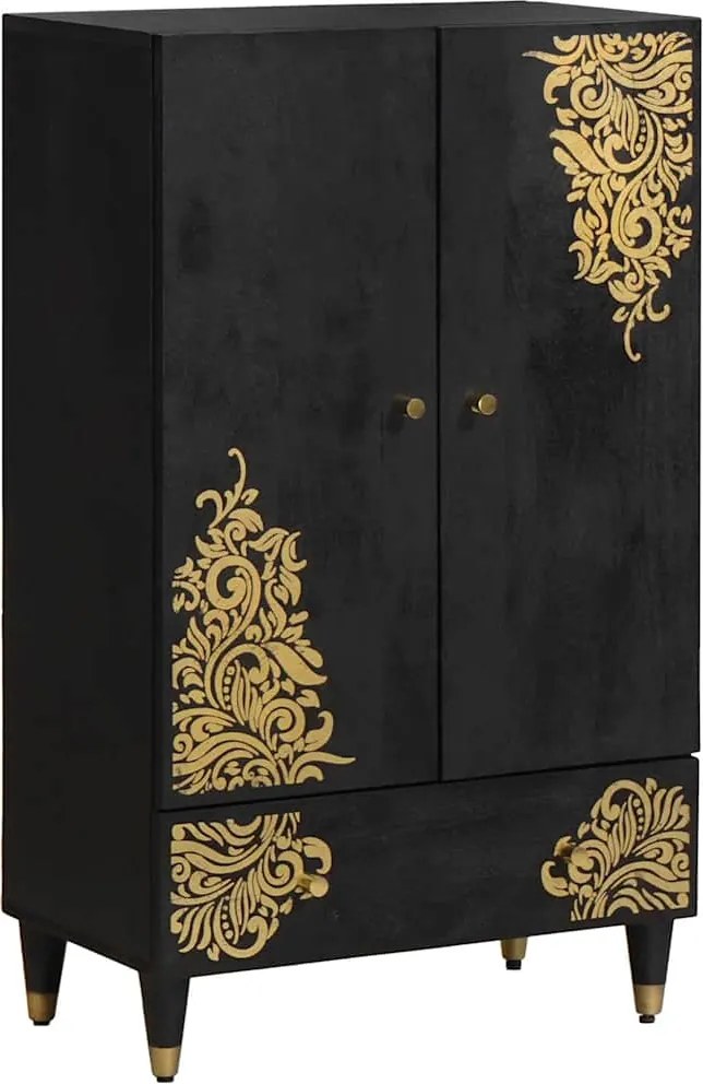 vidaXL Bufet cu sertar Negru 60 x 33 x 100 cm Lemn de mango solid