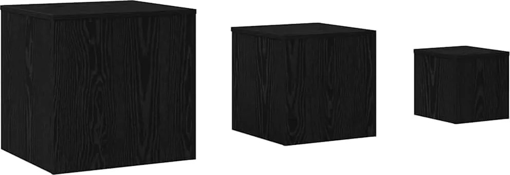 vidaXL Masa de cuibărit 3 pcs Stejar Negru Lemn compozit