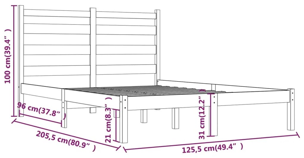 Cadru de pat, maro miere, 120x200 cm, lemn masiv de pin maro miere, 120 x 200 cm