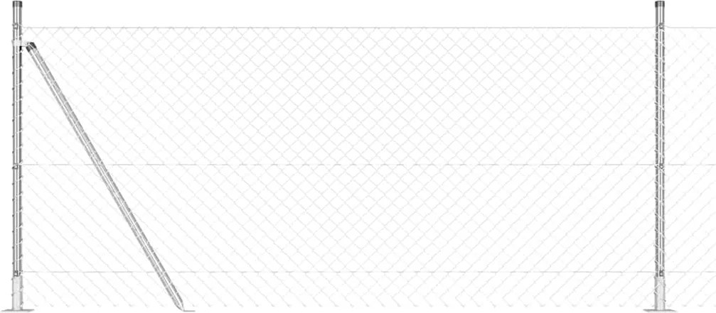 vidaXL Stâlp de gard. Argintiu 25 x 0,8 m (plasă 40 x 40 mm) Oțel