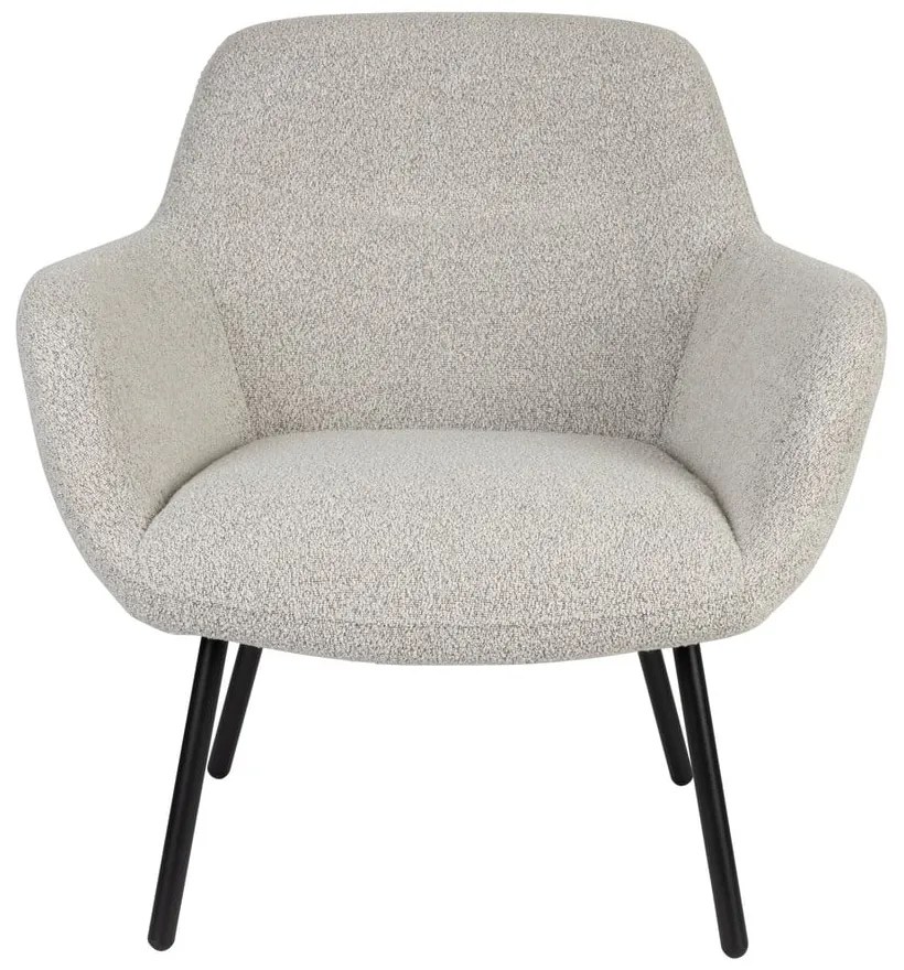 Fotoliu alb cu tapițerie din țesătură bouclé Dude – White Label