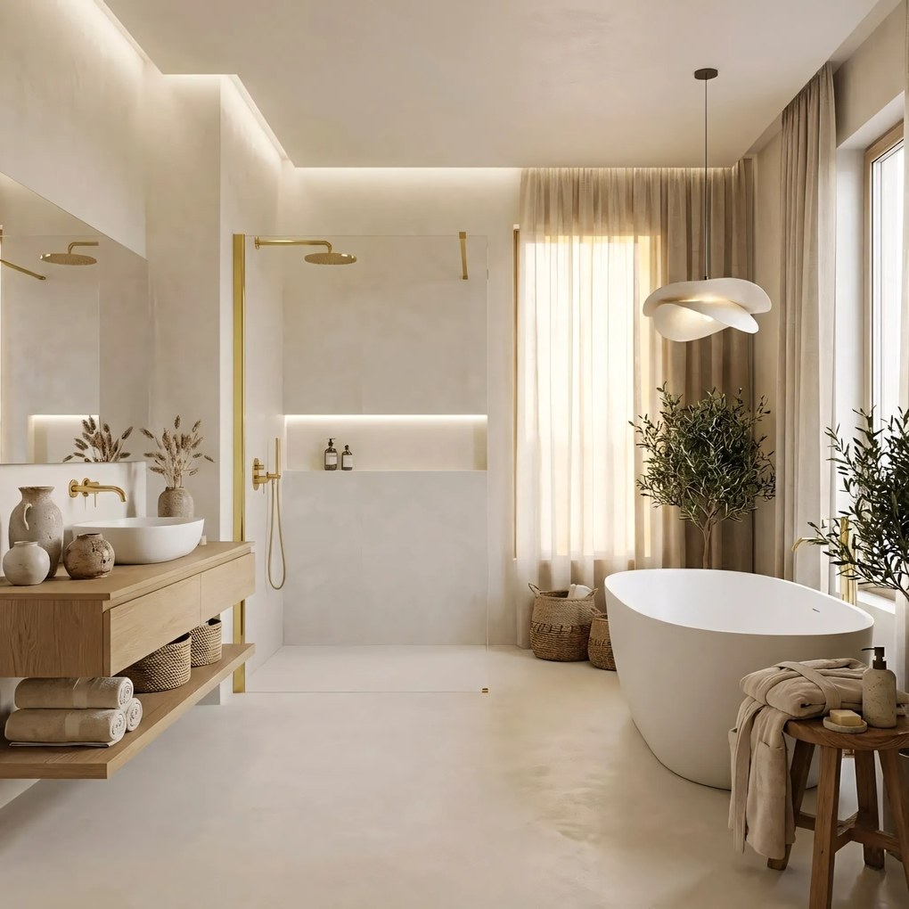 Paravan de dus Rea Flexi Transparent / Gold 130