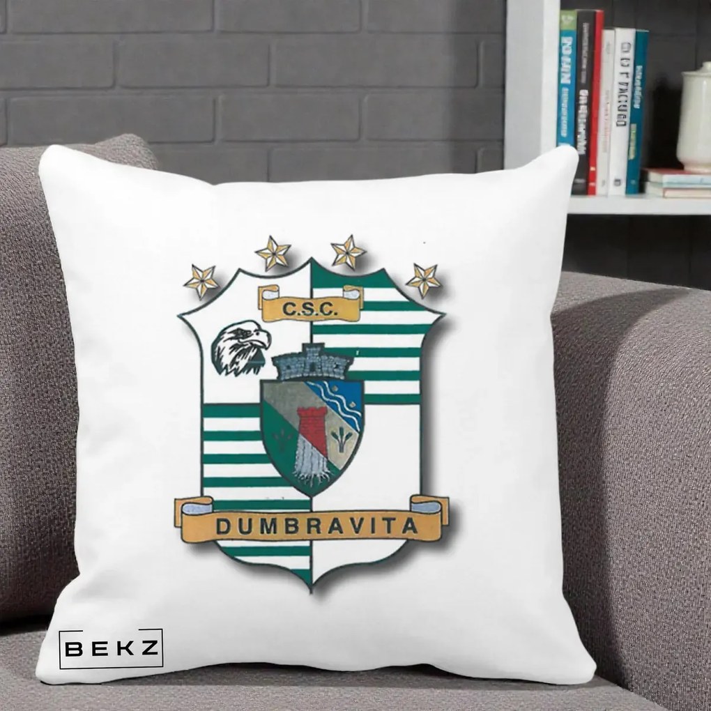 Perna Personalizata CSC Dumbravita Fotbal, 40x40 cm, Alba Mata, Husa Detasabila, Perna Inclusa, BEKZ®