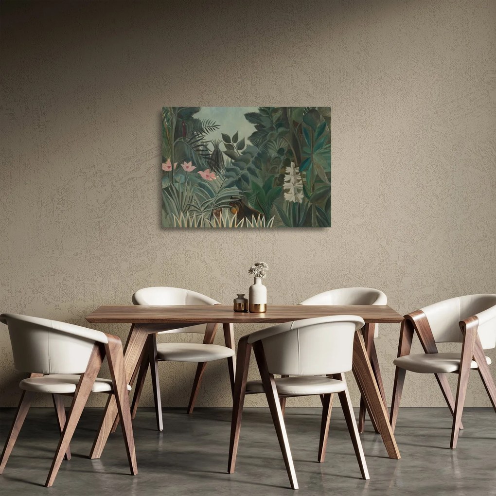 Tablou pe sticlă - Henri Rousseau, The Equatorial Jungle, reproducere (70x50 cm)