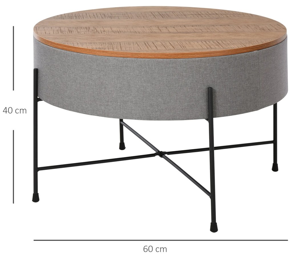 HOMCOM masuta cafea, rotunda, stil industrial, Ф60 x 40cm | AOSOM RO