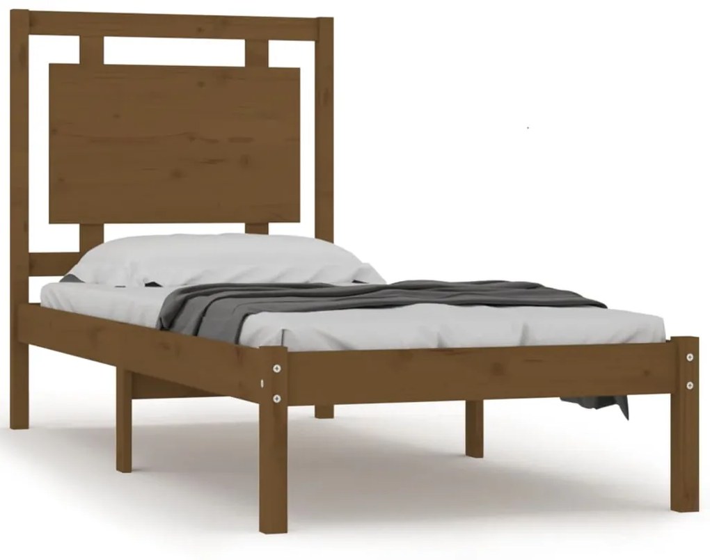 3105523 vidaXL Cadru de pat, maro miere, 90x200 cm, lemn masiv