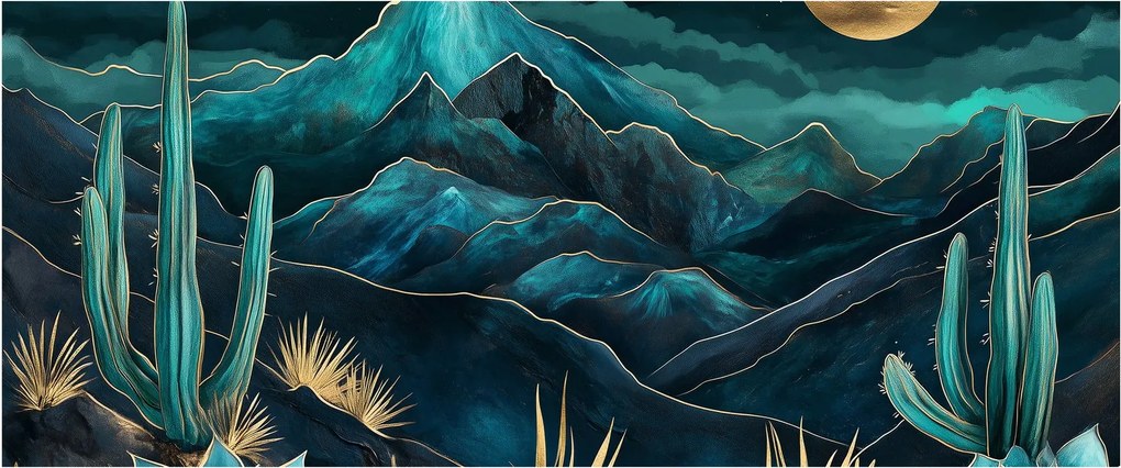 Tablou - Noapte turcoaz (120x50 cm)