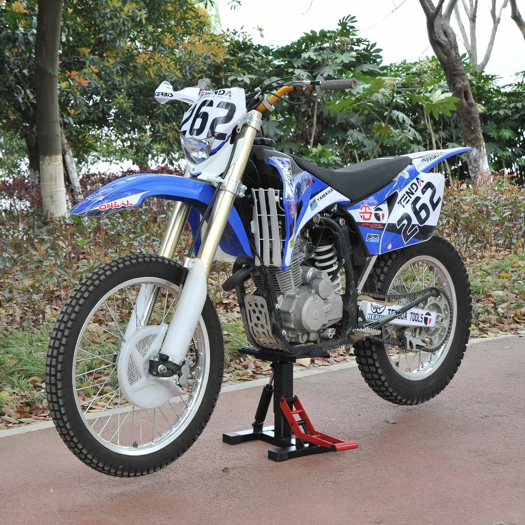 HOMCOM Cric de Ridicare pentru Motociclete, Capacitate 150kg, Înălțime Reglabilă, din Oțel Zincat și Cauciuc, cu Manivelă | Aosom Romania