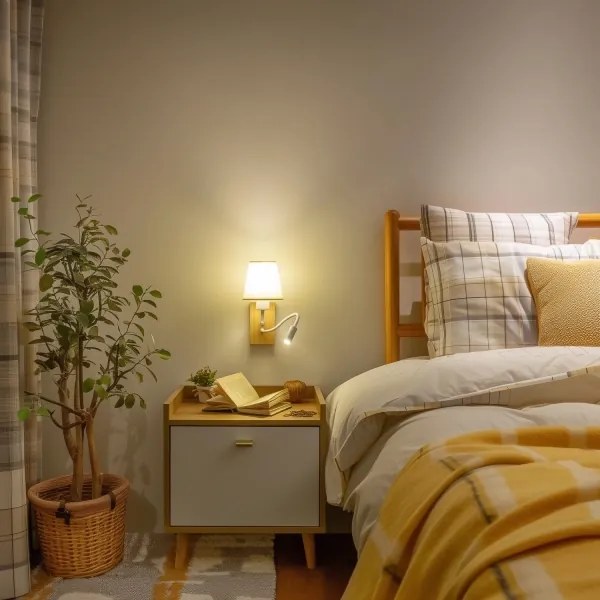 Lampă LED de perete Brilagi NUBILA WOOD 1xE27/25W/230V + LED/3W stejar/crem