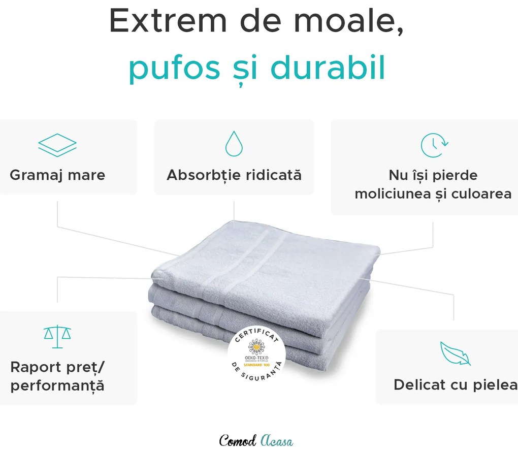 Prosop hotelier Royal 50 x 100 cm alb, 100% bumbac