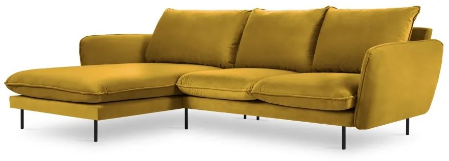 Coltar tapitat Vienna 5 locuri velvet/picioare negre – L255 x l170 x h95