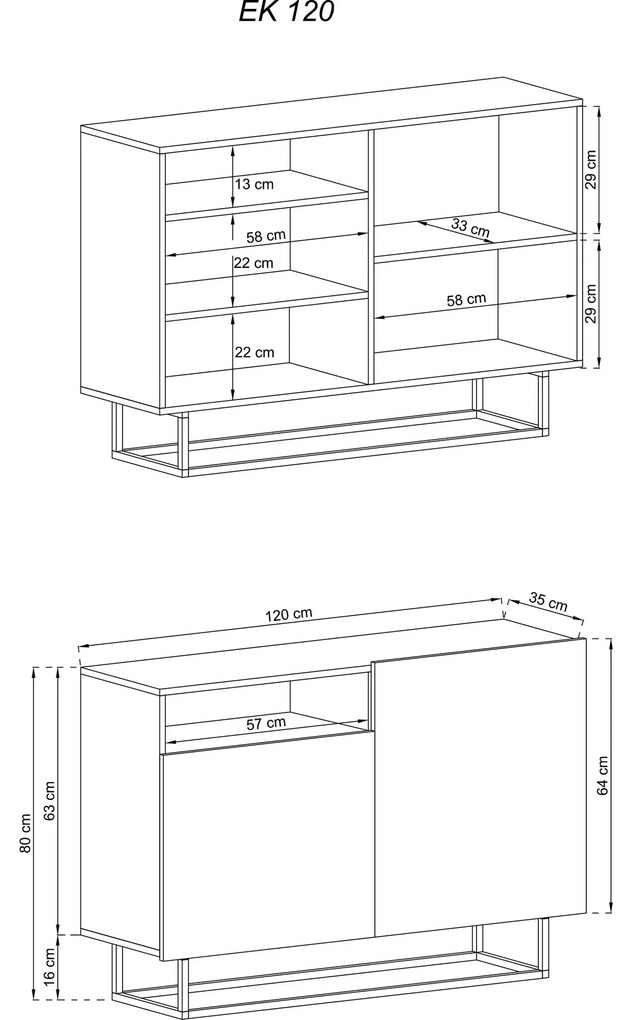 Comoda in decor stejar DUVA 120x37 cm