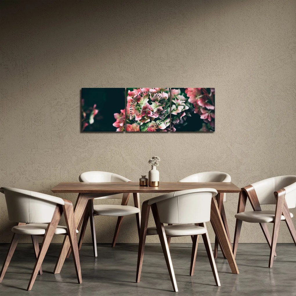 Tablou - Hortensie (cu ceas) (90x30 cm)