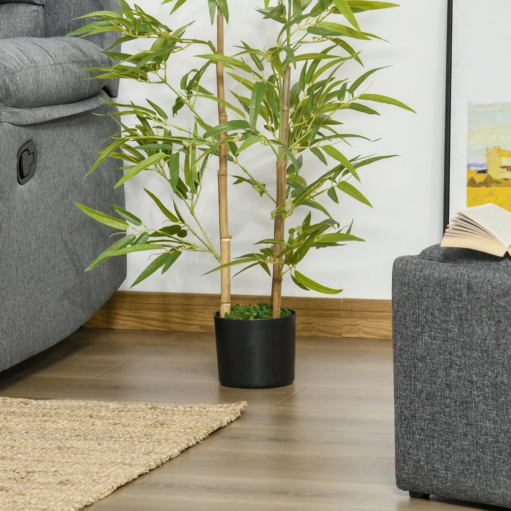 Planta Bambus Artificial 120 cm in Ghiveci cu 336 Frunze, Planta Artificiala cu Efect Realist pentru Interior si Exterior HOMCOM | Aosom RO