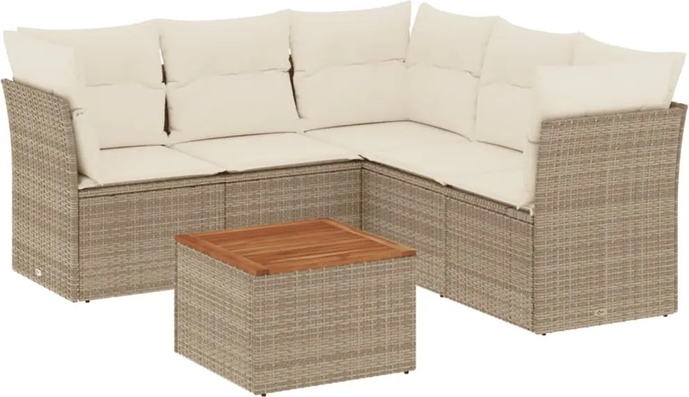vidaXL Set canapele de grădină cu perne, 6 piese, bej, poliratan