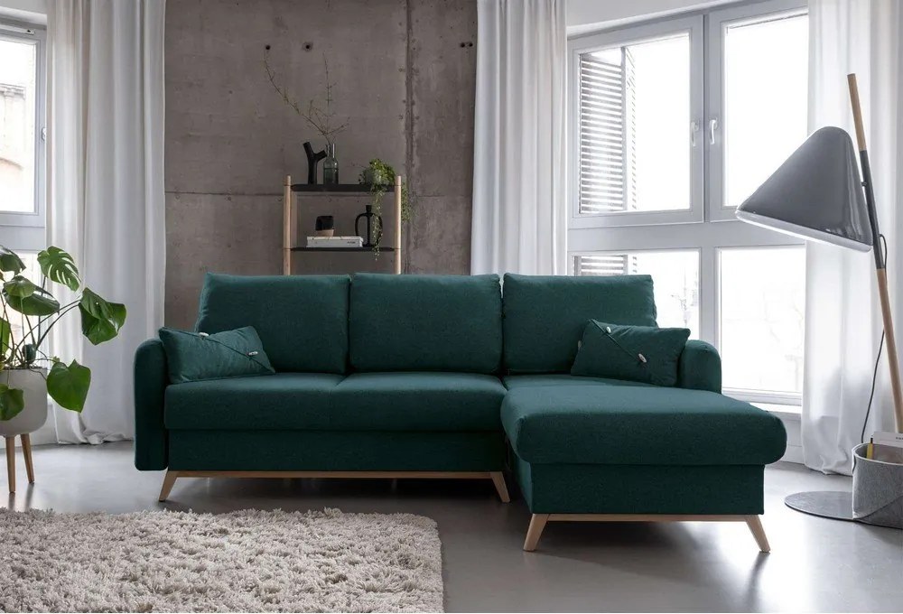 Colțar extensibil cu șezlong pe partea dreaptă Miuform Scandic Lagom, turcoaz