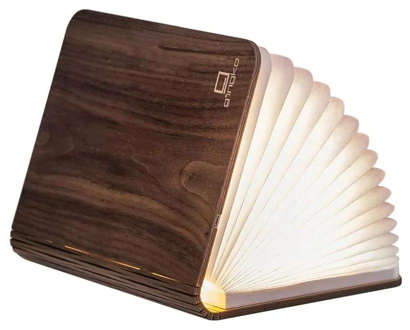 Veioză din lemn de nuc, cu LED Gingko Booklight Large, maro închis