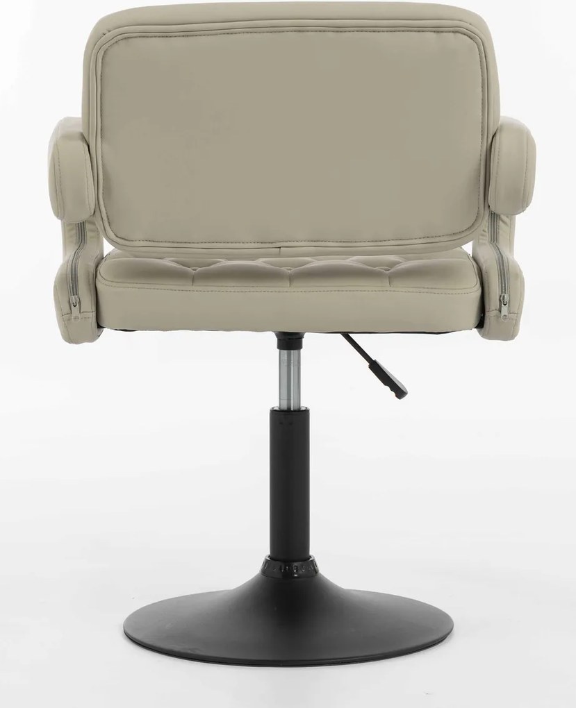 HR8403N Scaun Ecru Piele Ecologica Premium Soft cu Bază Neagră