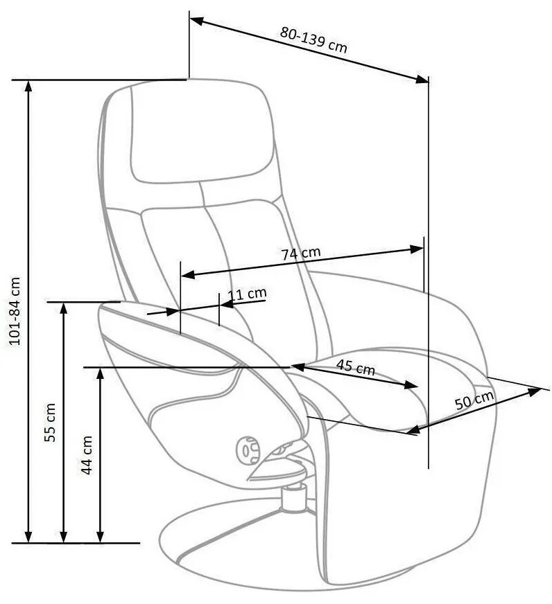 Fotoliu recliner Houston 49184x77x80cm, 20 kg, Gri inchis, Tapiterie