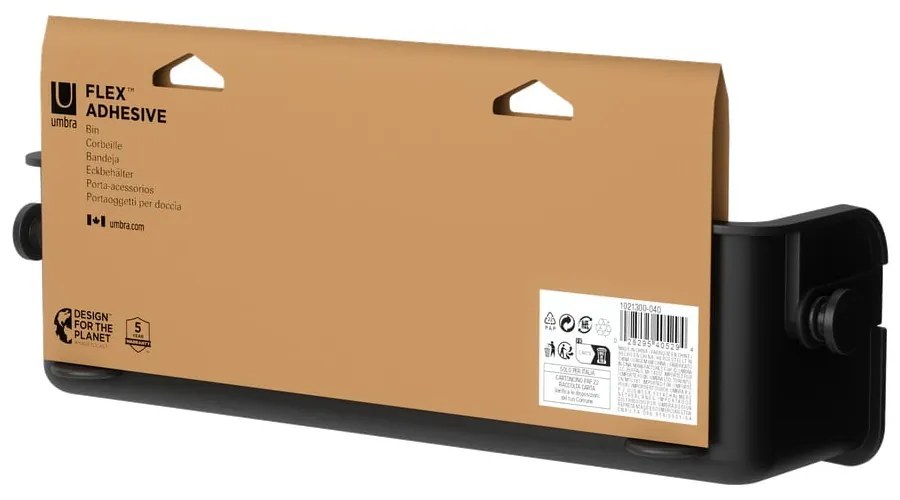 Raft pentru baie negru autoadeziv din plastic Flex Adhesive – Umbra